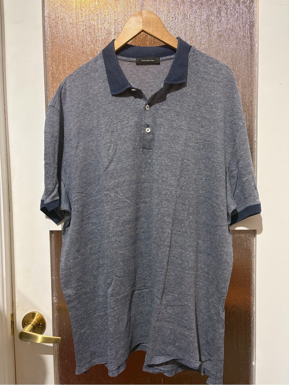 Ermenegildo Zegna Navy Contrast-Collar Polo